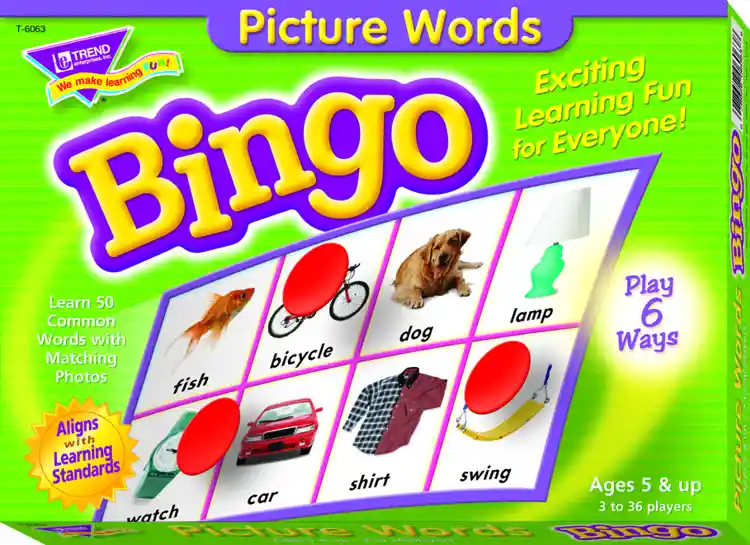 Picture Words Bingo Game